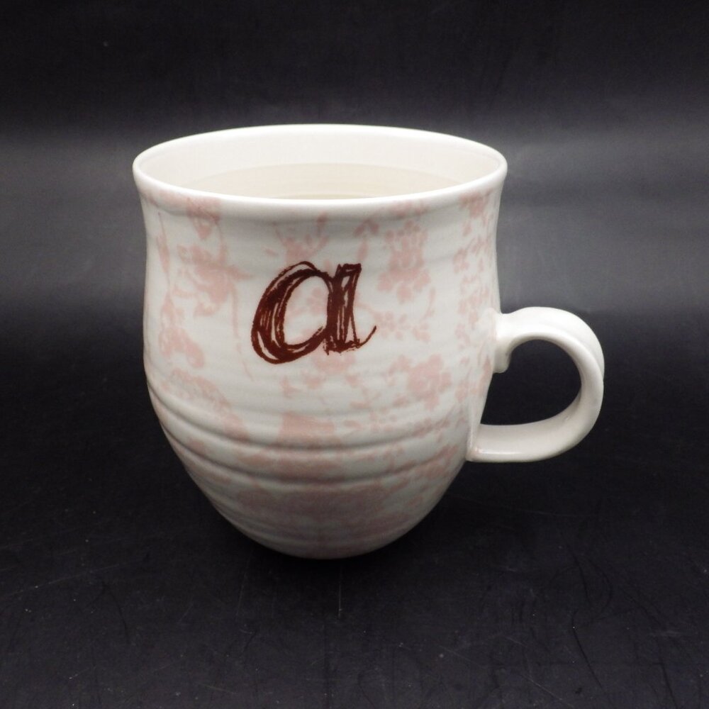 Anthropologie Initial Mug "a"/ Monogram/ Pink Sponge